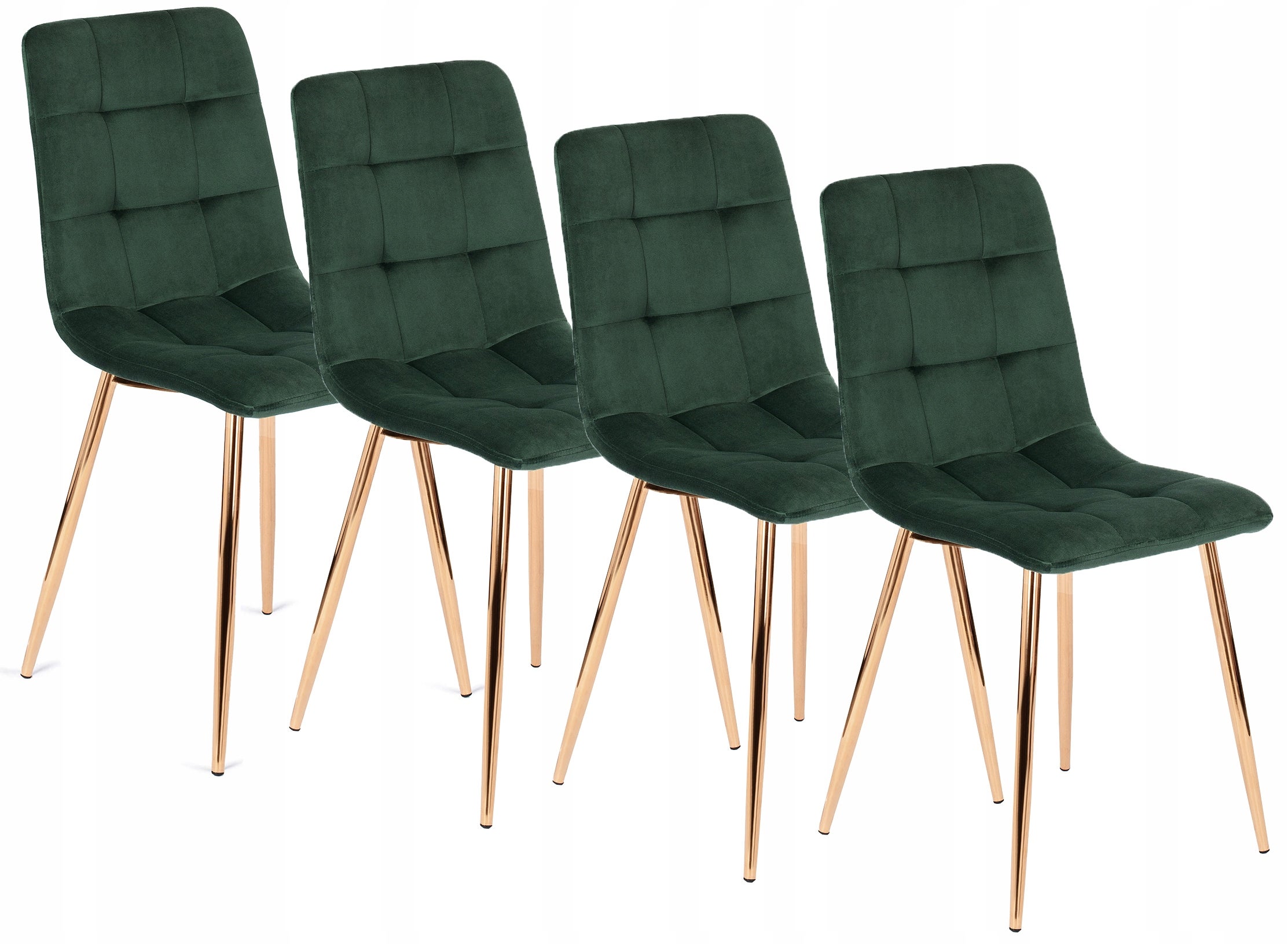 Zestaw 4x Krzesło Tapicerowane Welurowe Jadalni Kuchni Loft Zielone YORK