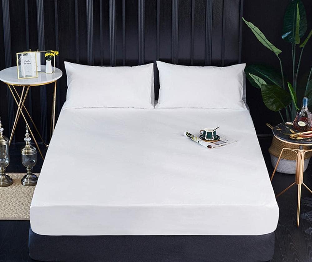 Drap housse imperméable pour hôtel et maison, protège-matelas anti-urine, uni blanc brossé, 140*200+30cm - 7