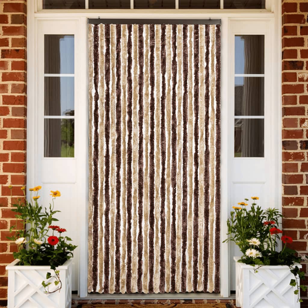 Moustiquaire | Rideau anti-moustique Beige et marron clair 100x220 cm Chenille CFW54278 - 2