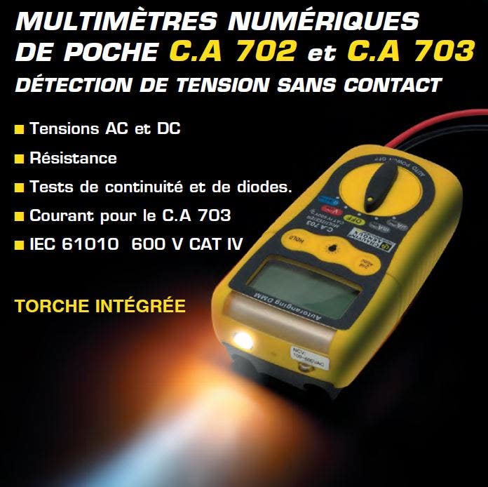 Chauvin-Arnoux - Multimètre de poche numérique CA702 - P01191739Z - 2
