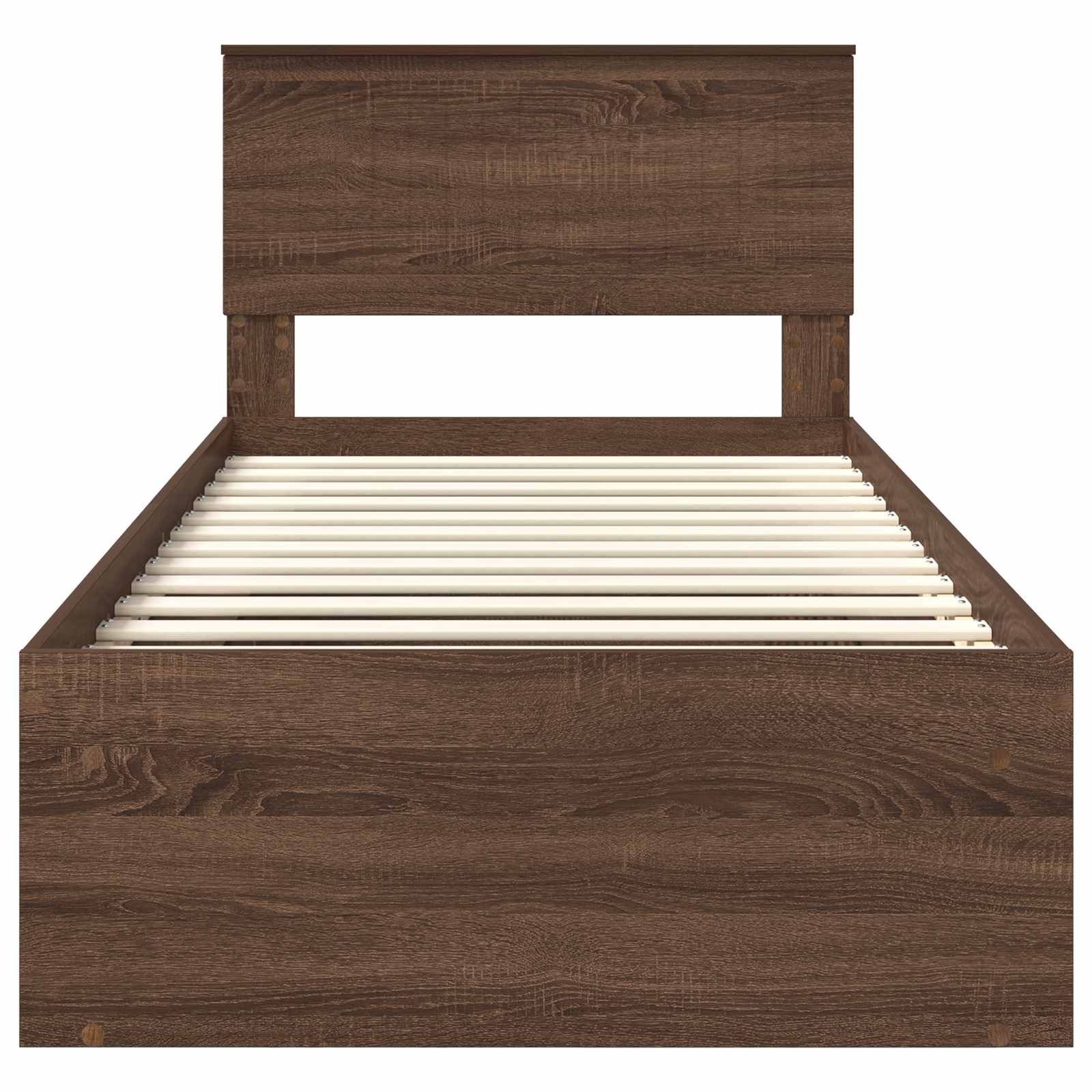 Cadre de lit avec tête de lit chêne brun 90 x 190 cm en bois massif de pin - 7