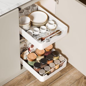 Vtopmart Tiroir Coulissant Cuisine Extensible 28,4-44,6 Cm - Rangement Sous Évier Sans Percage