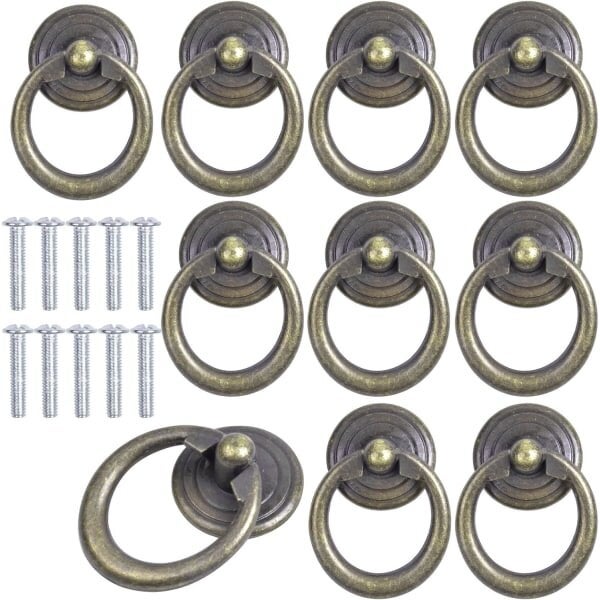 Mânere rotunde metalice cu finisaj antic, pachet de 10, din aliaj de zinc, pentru mobilier de birou 10buc