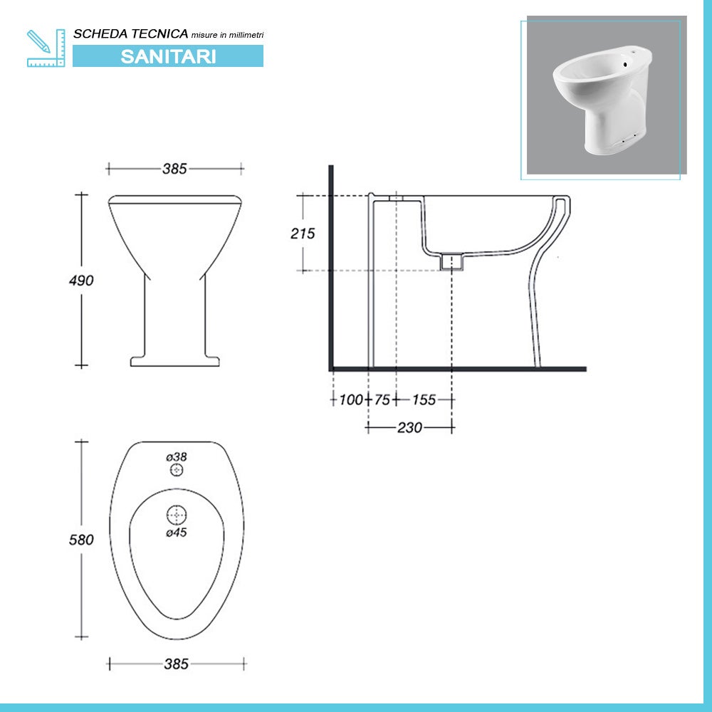 Coppia sanitari per persone disabili con apertura frontale e scarico a terra - 3