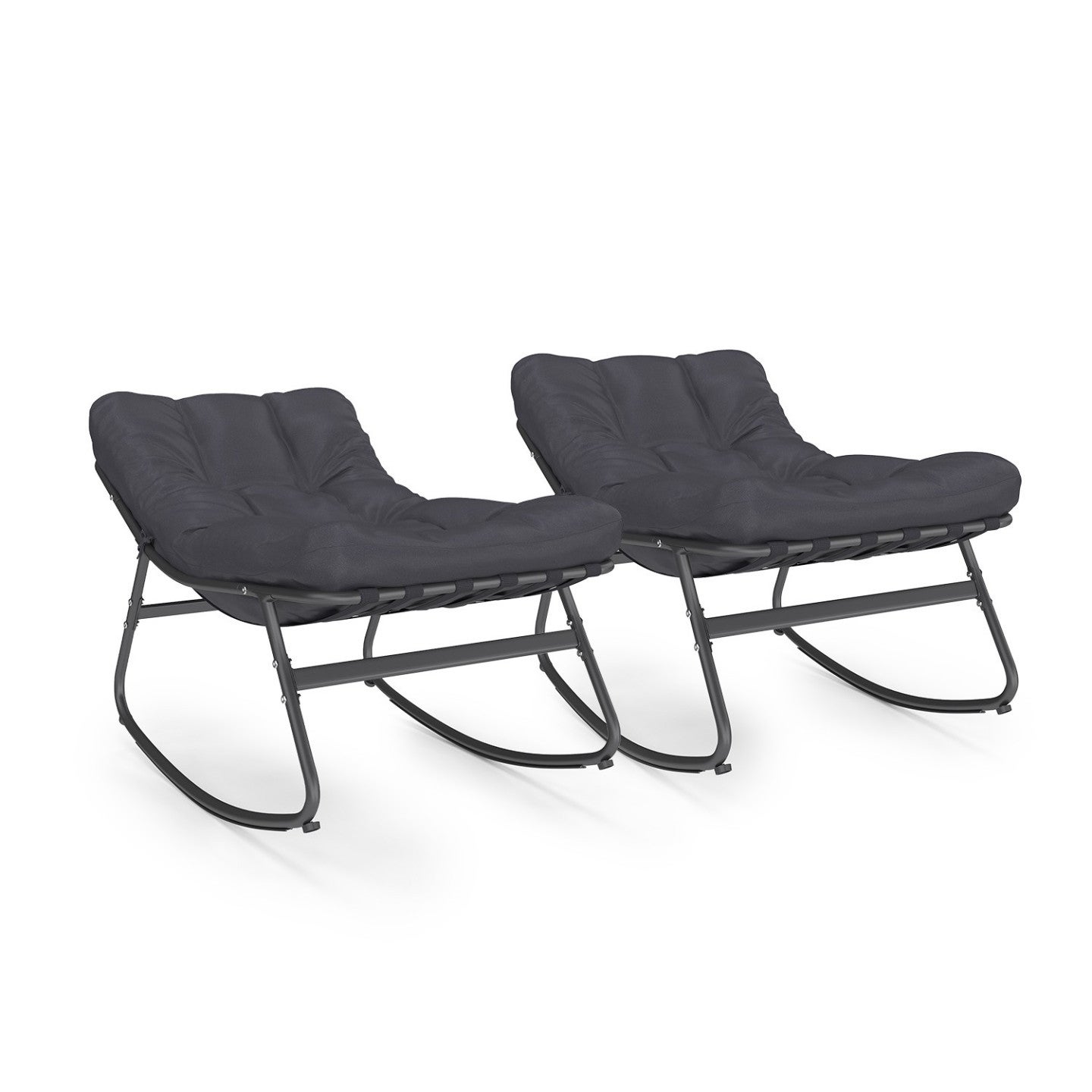 Lot de 2 fauteuils de jardin à bascule ARONA gris anthracite coussin gris - 2
