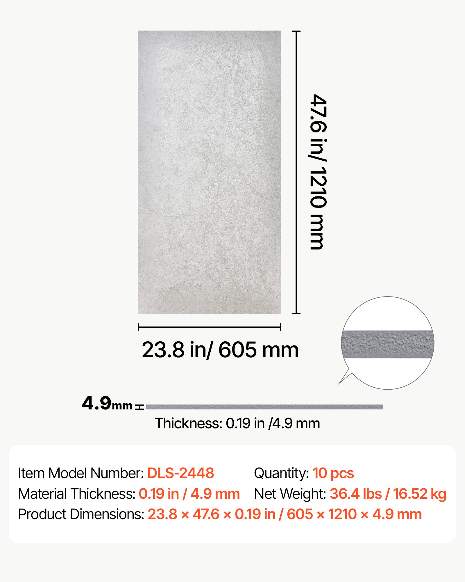Paneles de techo VEVOR de PVC, 605 x 1210 mm, lote de 10; paneles decorativos para techo suspendido con efecto mármol blanco - 7
