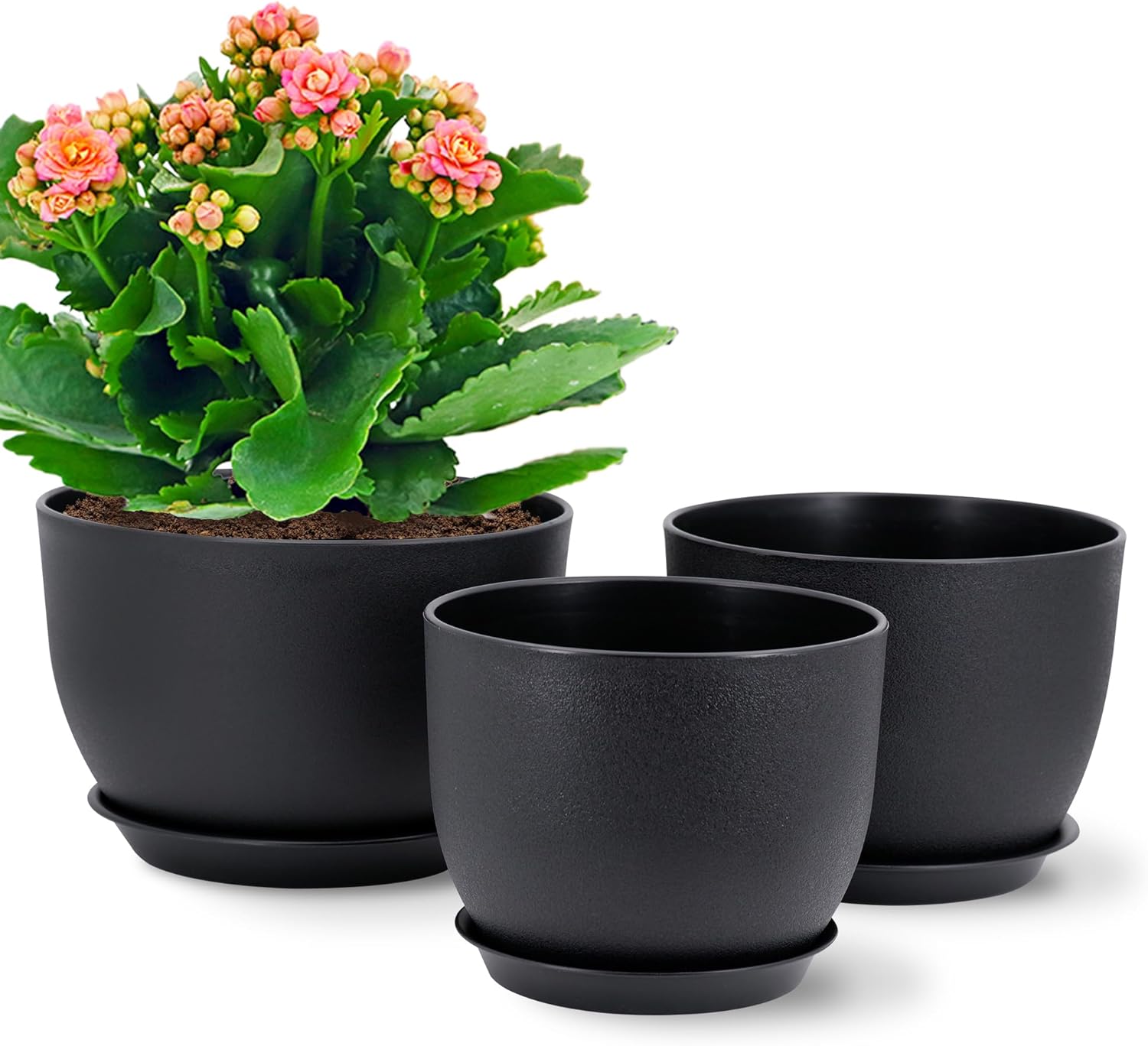 5 Pots De Fleurs Auto-arrosants ZMTECH - 15x14 Cm, Avec Soucoupe, Pour Intérieur/extérieur
