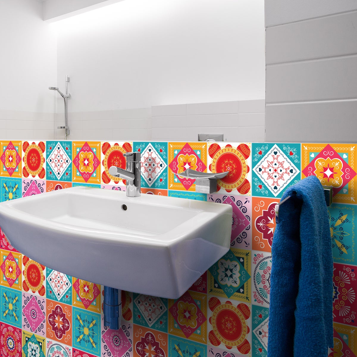 9 adesivi piastrelle di cemento azulejos renatio - Sticker adesivo - adesivi murali - 9stickers15x15cm - 5