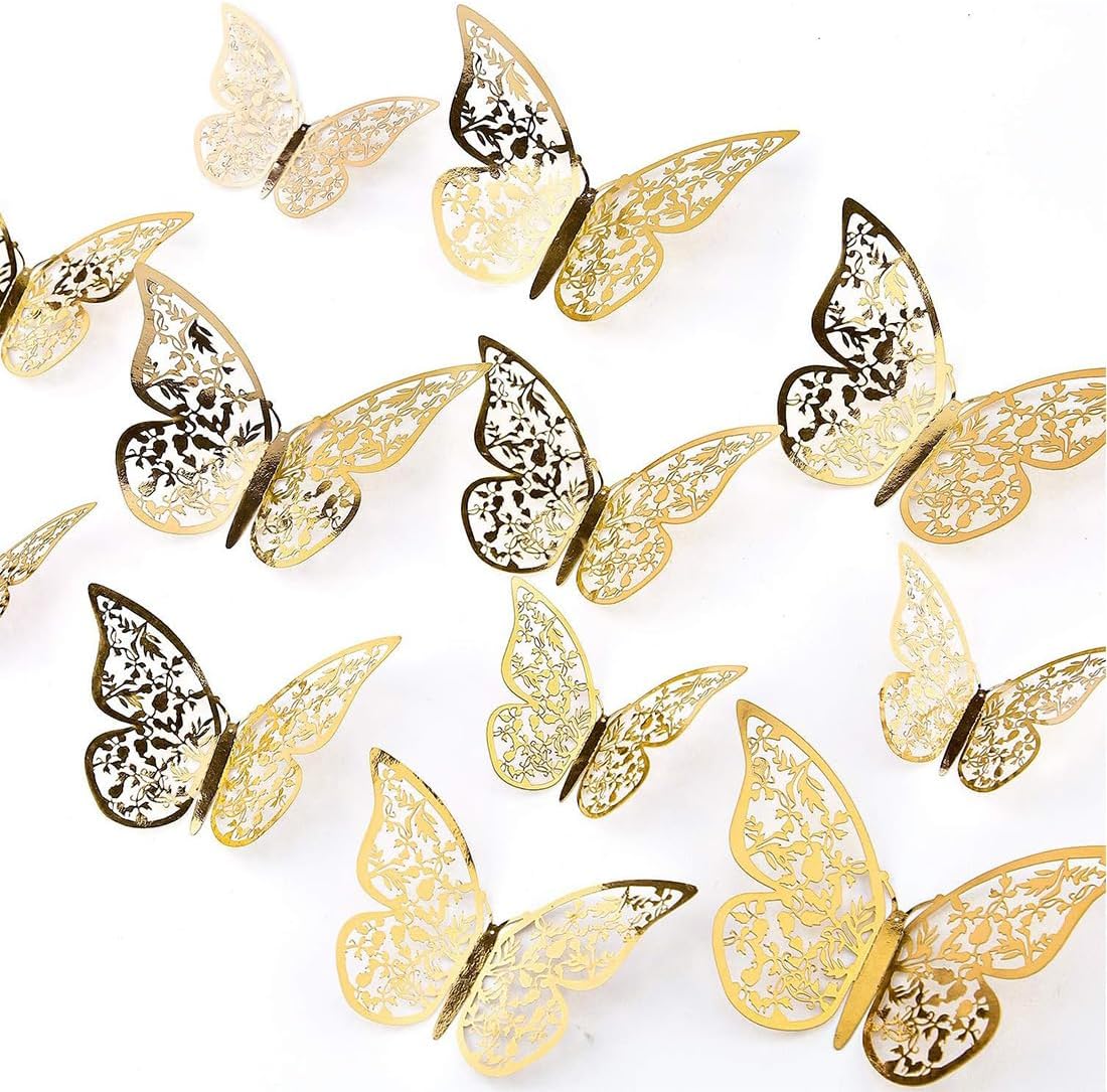 36Pcs 3D Papillon Stickers, décoration de chambre - 3 Styles 3 Tailles ...