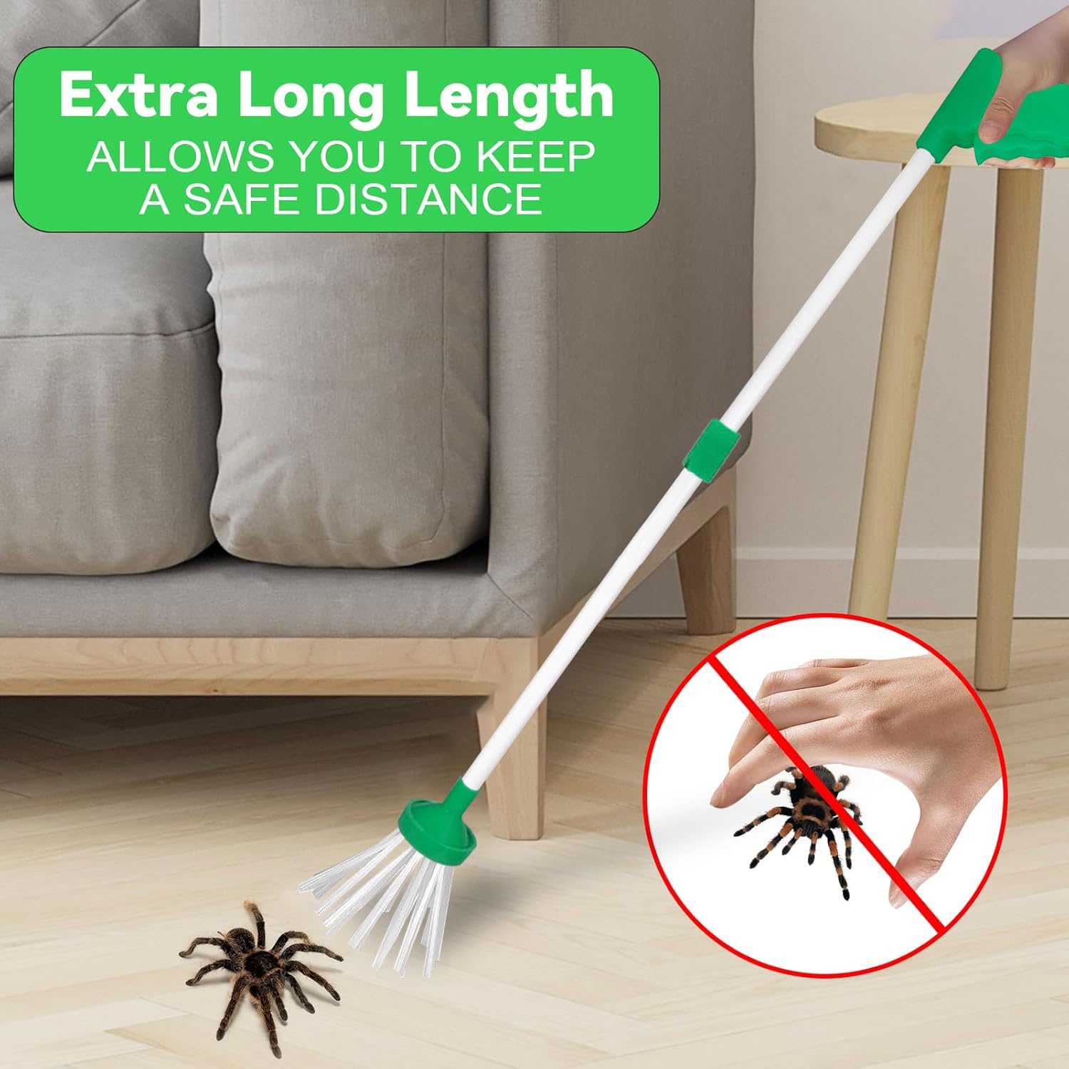 Attrape-araignées portatif, attrape-araignées à long manche, adapté pour une capture en toute sécurité, vert - 4