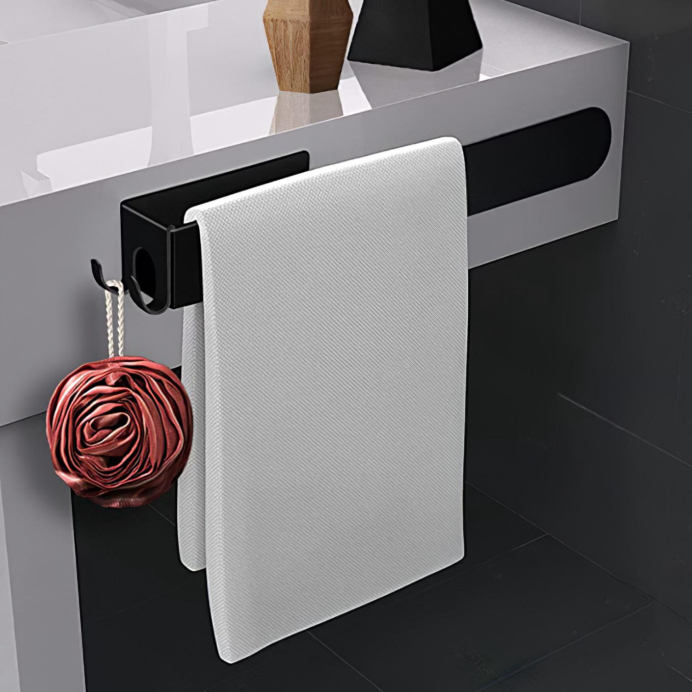 35cm Porte Serviette Salle De Bain Sans Percage Inoxydable Porte Serviette Adhesif Pour Salle De Bain Et Cuisine Acier - 5