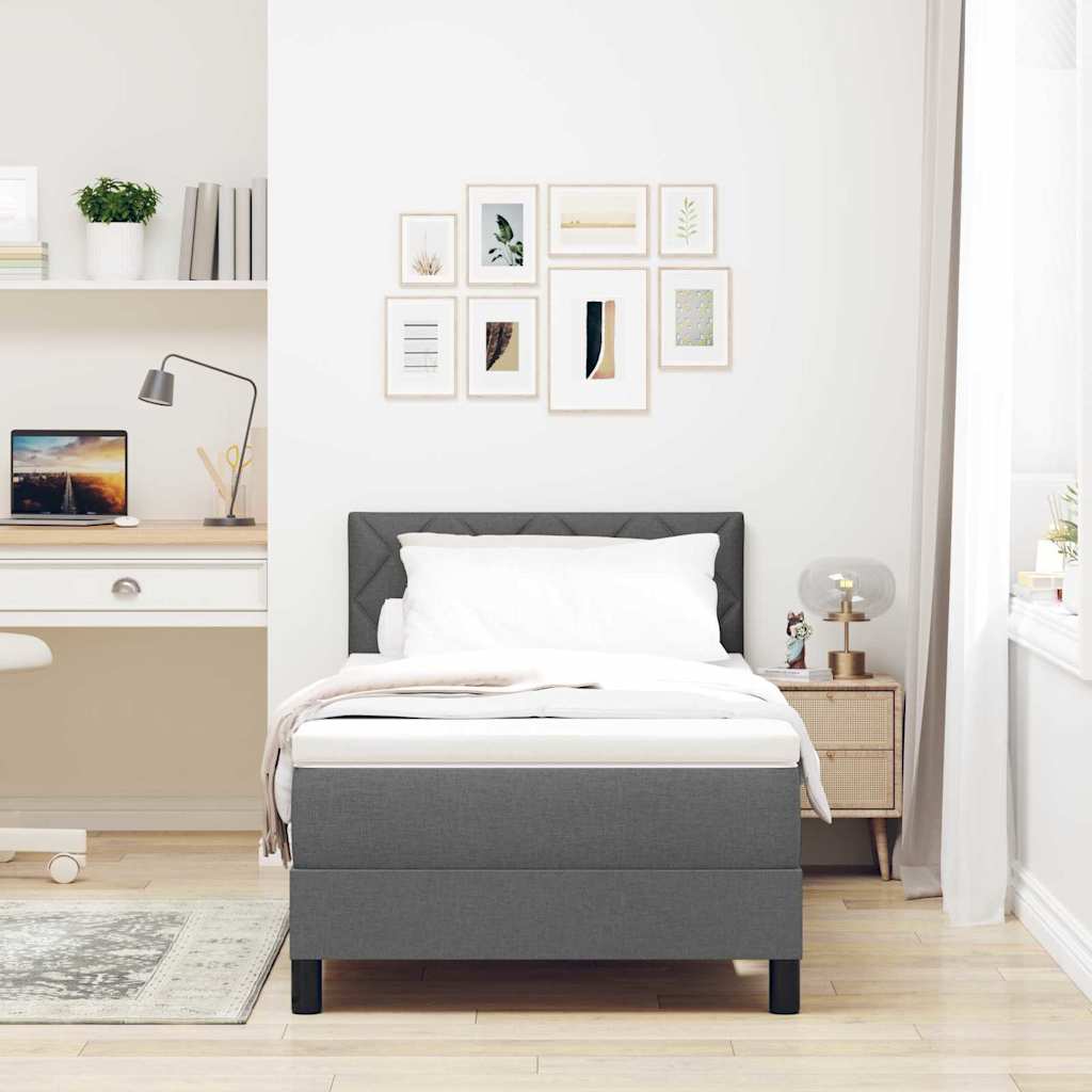 Cadre de lit avec matelas Gris foncé 90 x 200 cm tissu - 5