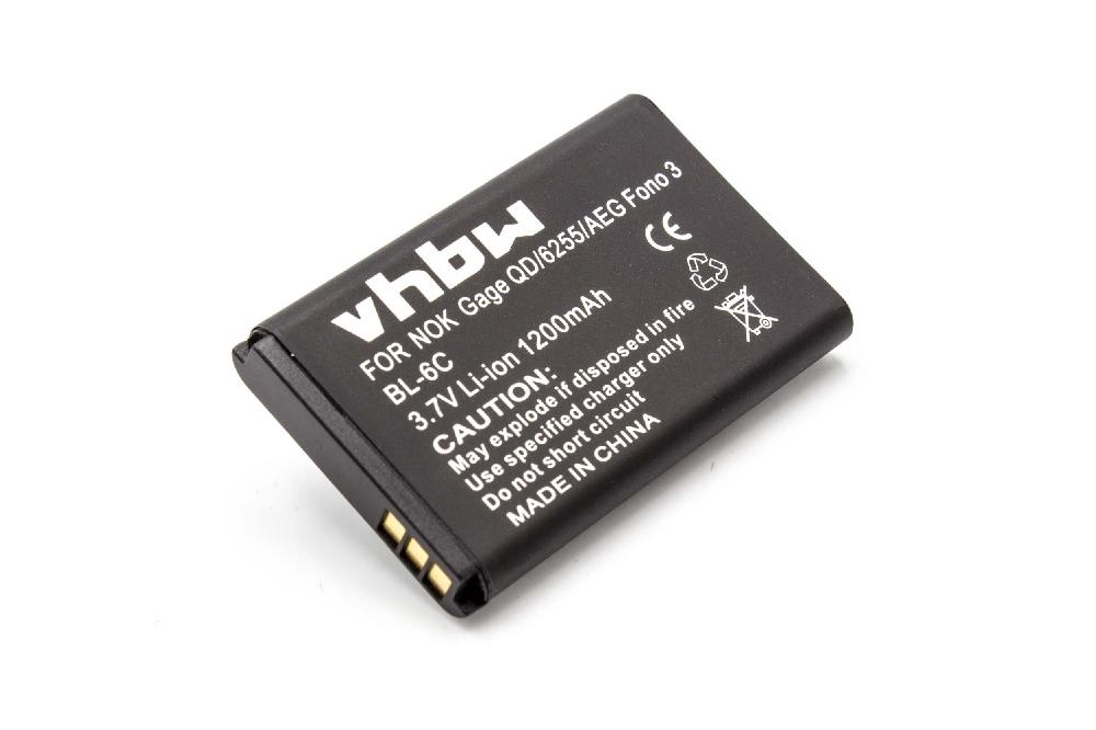 Vhbw Batteria Di Ricambio Compatibile Nokia (BL-6C) - 1200 MAh, 3,7V, Li-Ion - Per N71, N70, 6600, 3230, 7610 E Altri