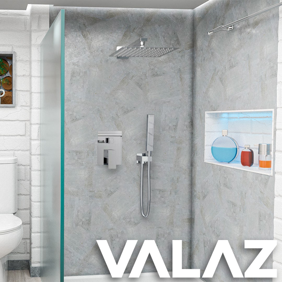 Valaz Miscelatore monocomando doccia incasso a parete quadrato cromato - serie Tajo - 20 cm - 3