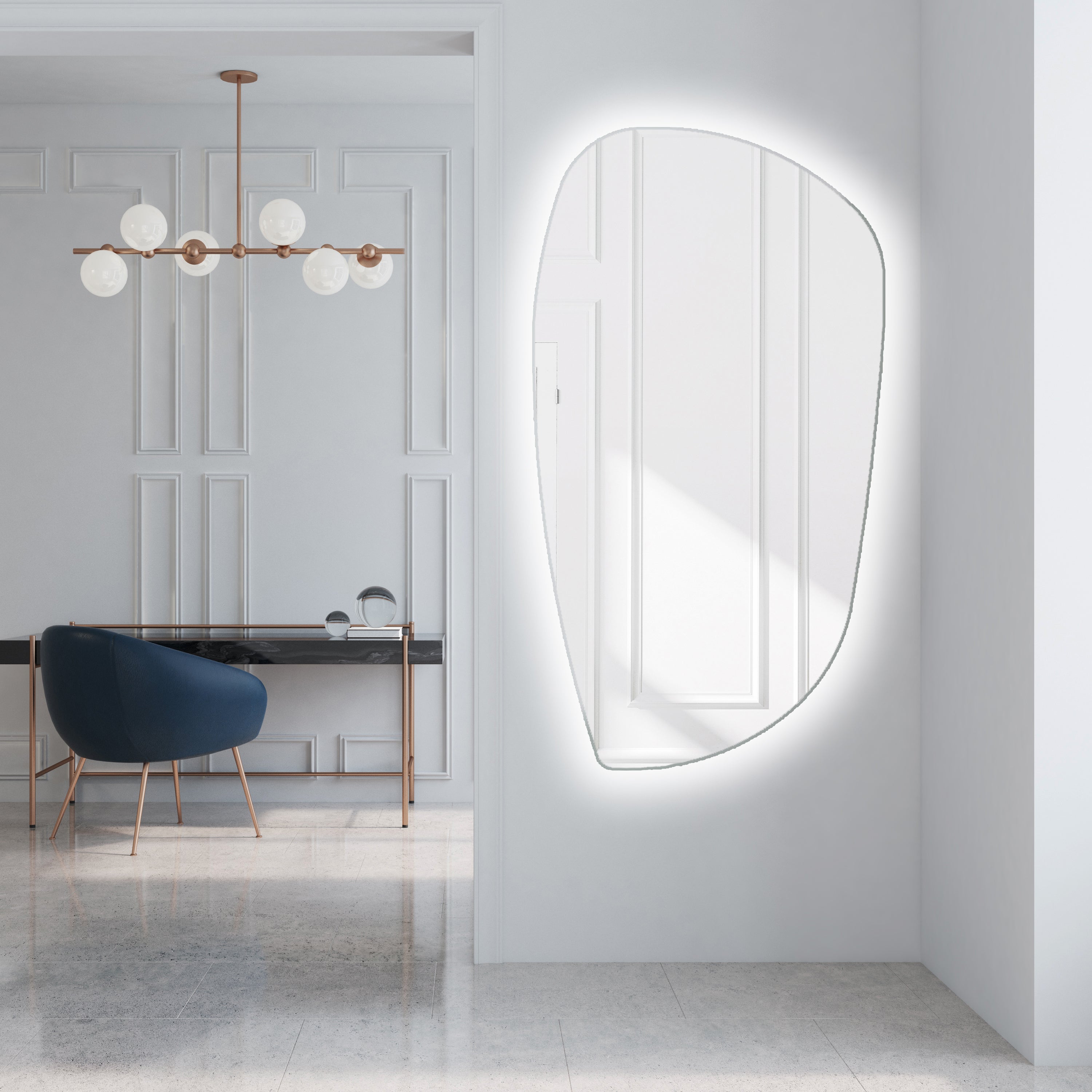 Lustro z oświetleniem łazienkowym LED (54x94cm) Jasne lustro LED z oświetleniem (PPI221) Chłodna biel 7000K