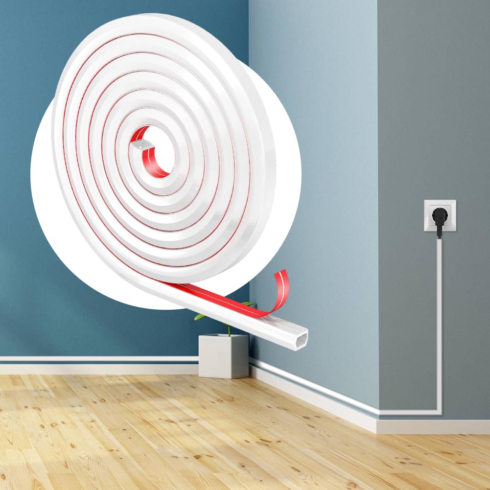 Canal de câble auto-adhésif blanc mini flexible pont de câble semi-circulaire pour protéger les câbles pour cacher 1 câble pour sol,plafond(3 mètres) - 2