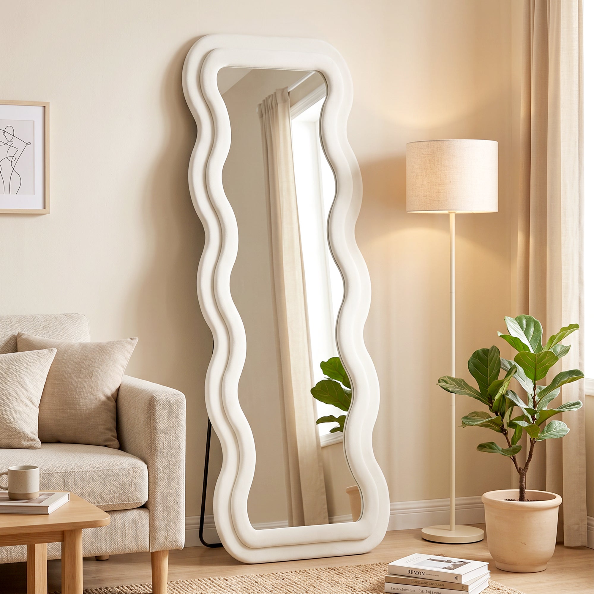 Homcom Espejo Cuerpo Entero Mdf, Vidrio Templado 60X5.5x160 Cm Crema , Leroy Merlin
