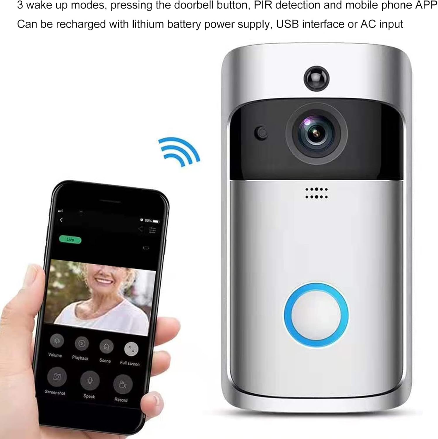 Sonnette de Porte Vidéo, Sonnette Vidéo Ring, Caméra Intelligente WiFi 720P Vision Nocturne Interphone Visuel à Distance pour la Maison - 2
