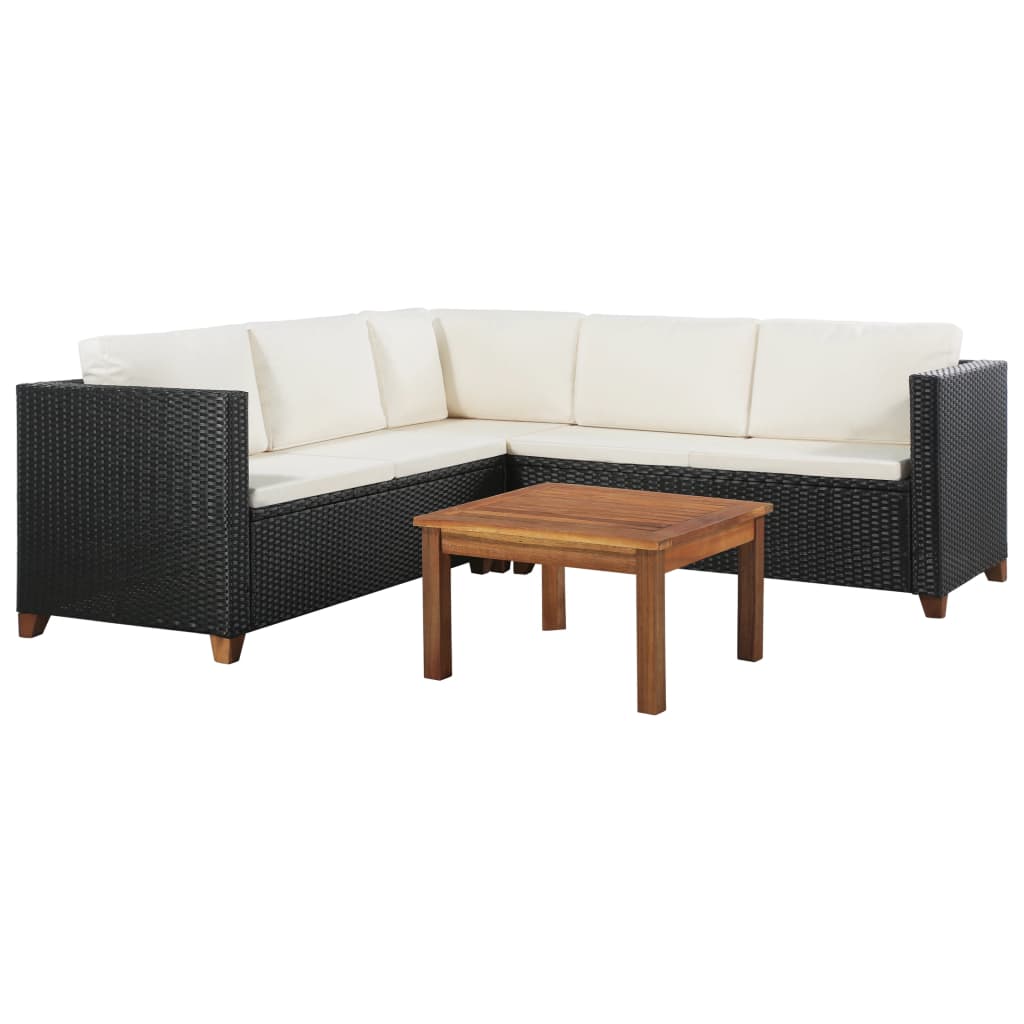 Zestaw Mebli Ogrodowych Czarny Polirattan Komplet Wypoczynkowy Meble Ogrodowe Na Taras Balkon Ogród