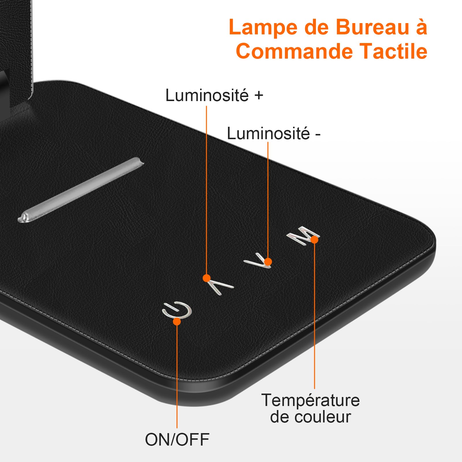 Lampe de table LED, lampe de chevet à intensité variable, 5 modes de couleur,5 niveaux de luminosité, contrôle tactile flexible,pour chambre à coucher - 4