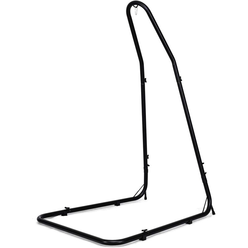 Uniwersalny Stojak do Hamaków z Regulowaną Wysokością, Obrót o 360° z Antypoślizgową Matą, 150 kg, do Wnętrz/na Zewnątrz, 135 x 115 x 200 cm, Czarny