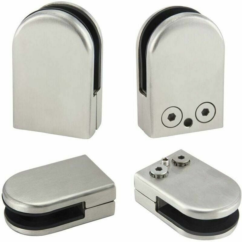 4 sztuki uchwytów do szkła, zacisk do szkła ze stali nierdzewnej 6-8 mm, regulowane uchwyty do szkła, srebrny