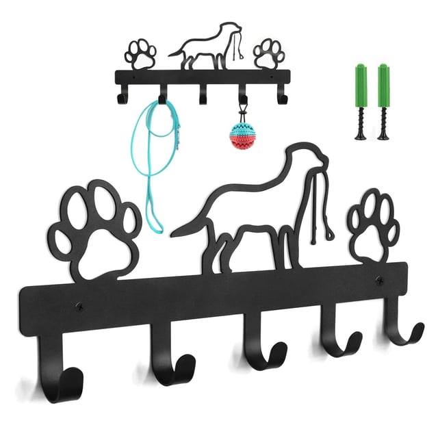 Crochet en métal avec 5 crochets - crochet mural, support de rangement pour clés et porte-serviettes, crochet mural pour laisse de chien