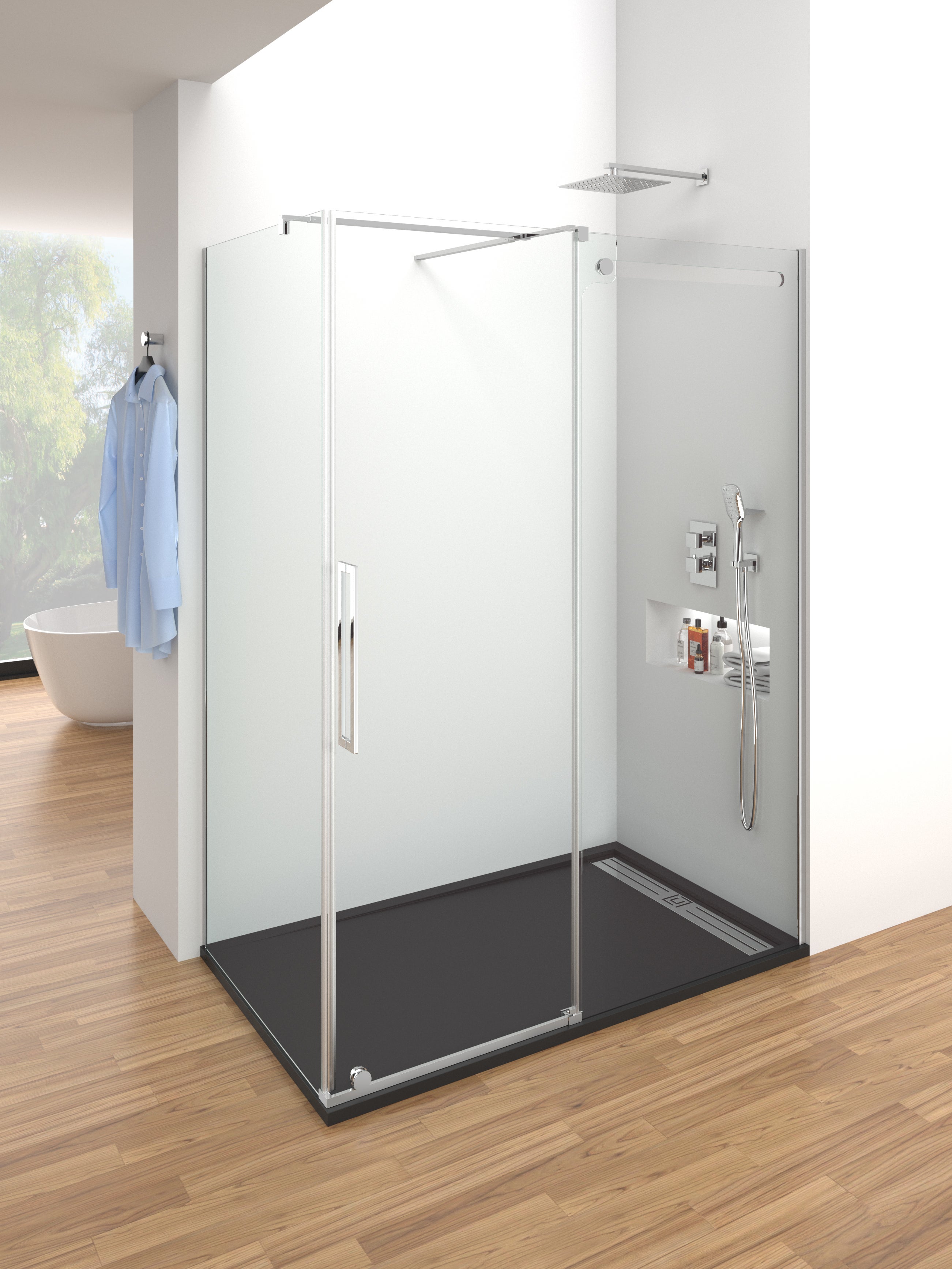 Mampara Vetrum Lat75+ Frontal Corredera Transparente Cromo 140 | Leroy ...