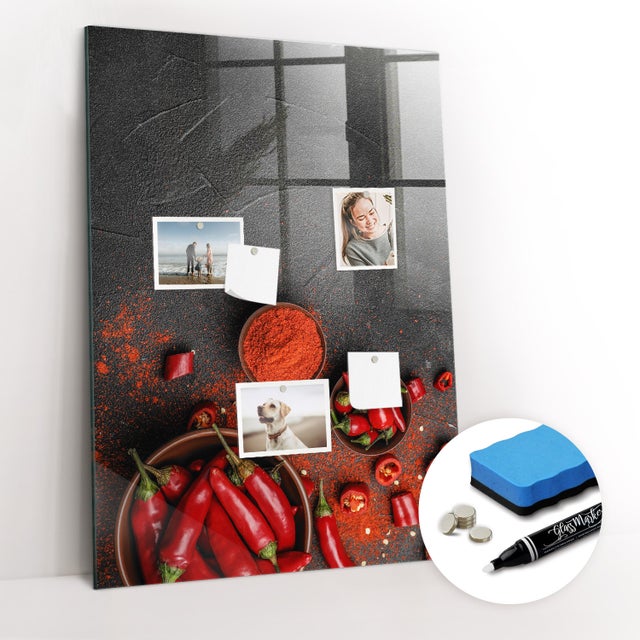 Lavagna Magnetica Murale, Tulup - 70x100 cm - Paprika macinata, 5 magneti, spugna, pennarello bianco