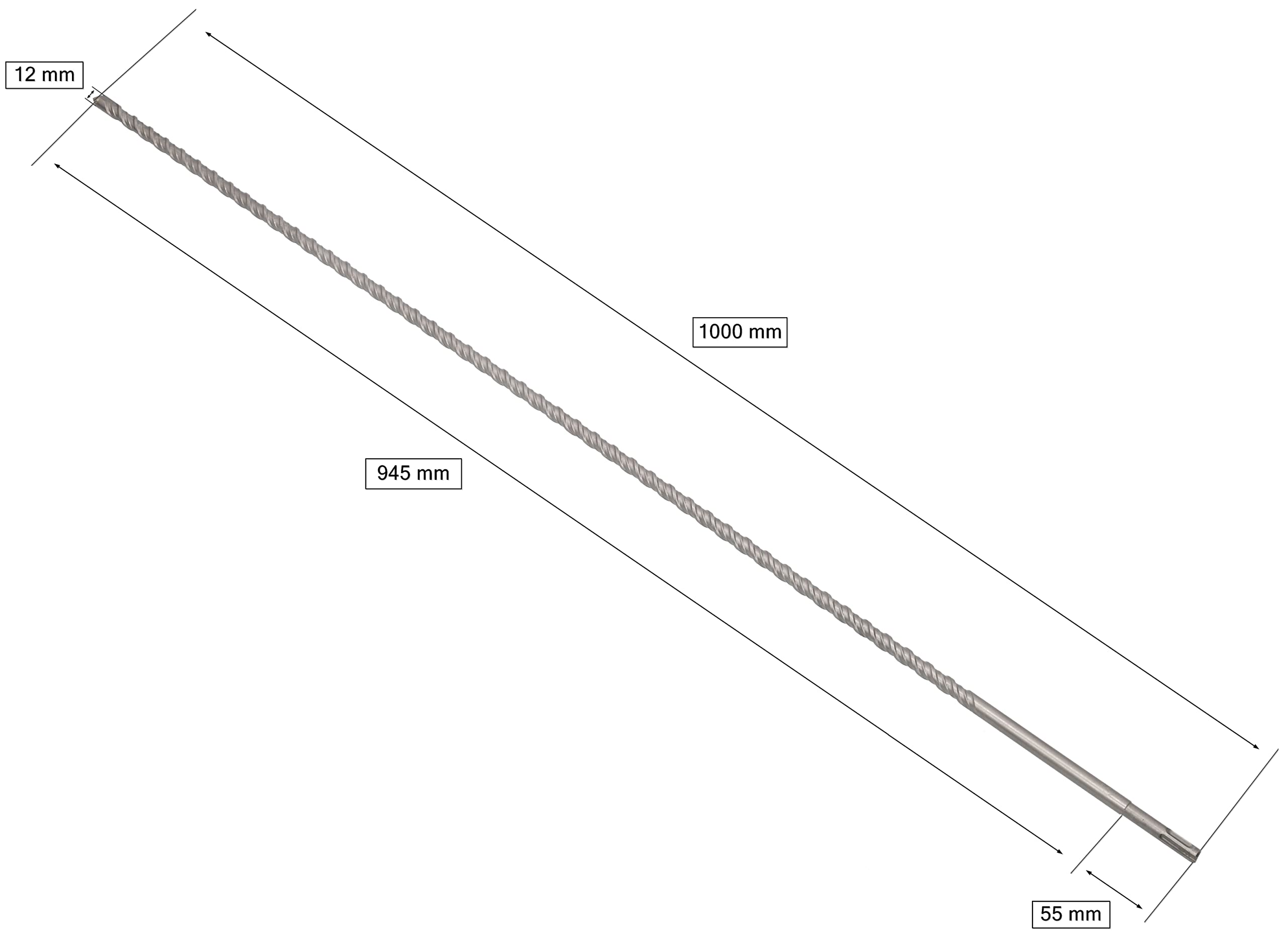 Foret SDS+ en Acier Trempé - 12 x 1000 mm - Durable, Précis, Fixation Universelle SDS+, Idéal Béton, Brique et Matériaux Durs - KOTARBAU - 2