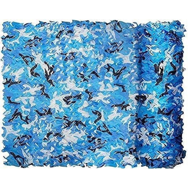 Żagiel przeciwsłoneczny prostokątny, siatka maskująca, wzór kamuflażowy, 4x10m, niebieski