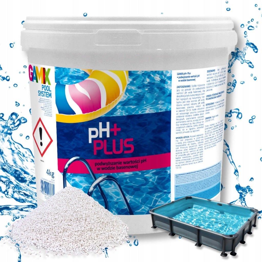 CHEMIA BASENOWA PODWYŻSZENIE PH PLUS PH+ DO BASENU REGULATOR WODY GAMIX 4KG