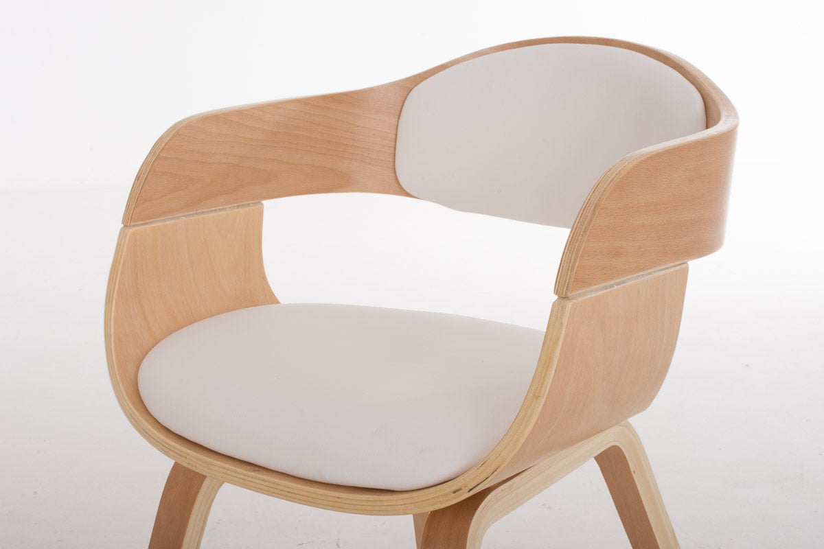 Chaise retro Kingston en similicuir Nature / Blanc - 5