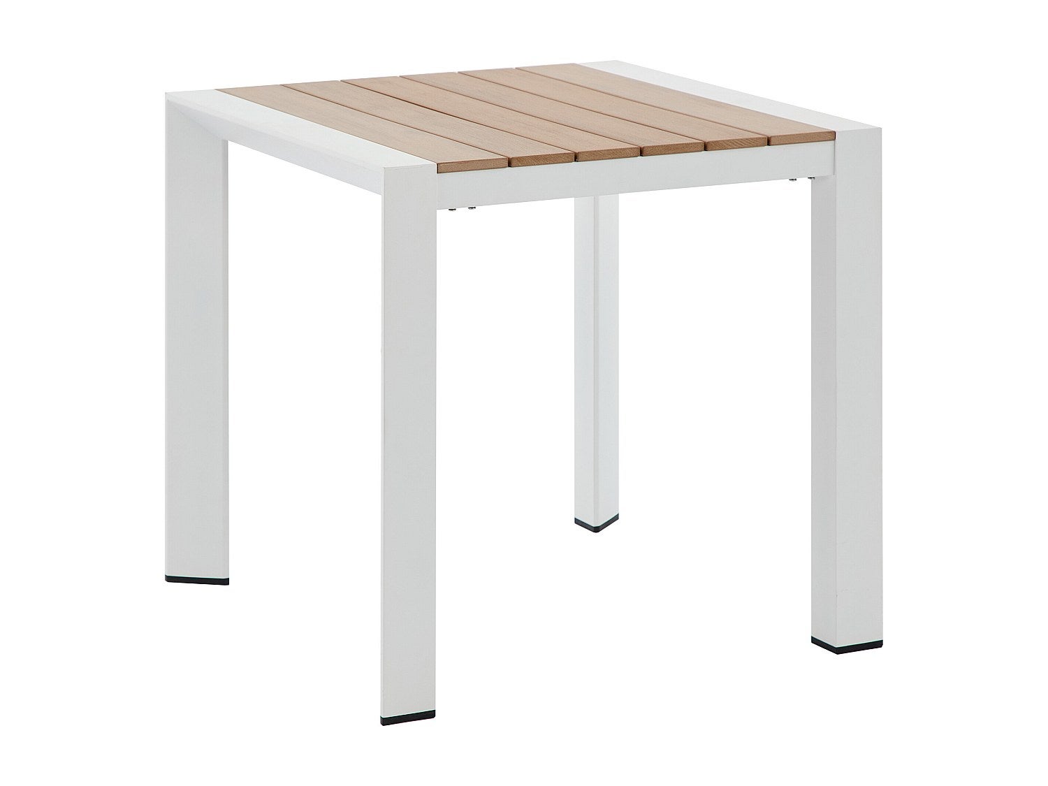 Stół ogrodowy aluminiowy kwadratowy , dł. 80 cm - Jasny naturalny i biały - NYROS od MYLIA