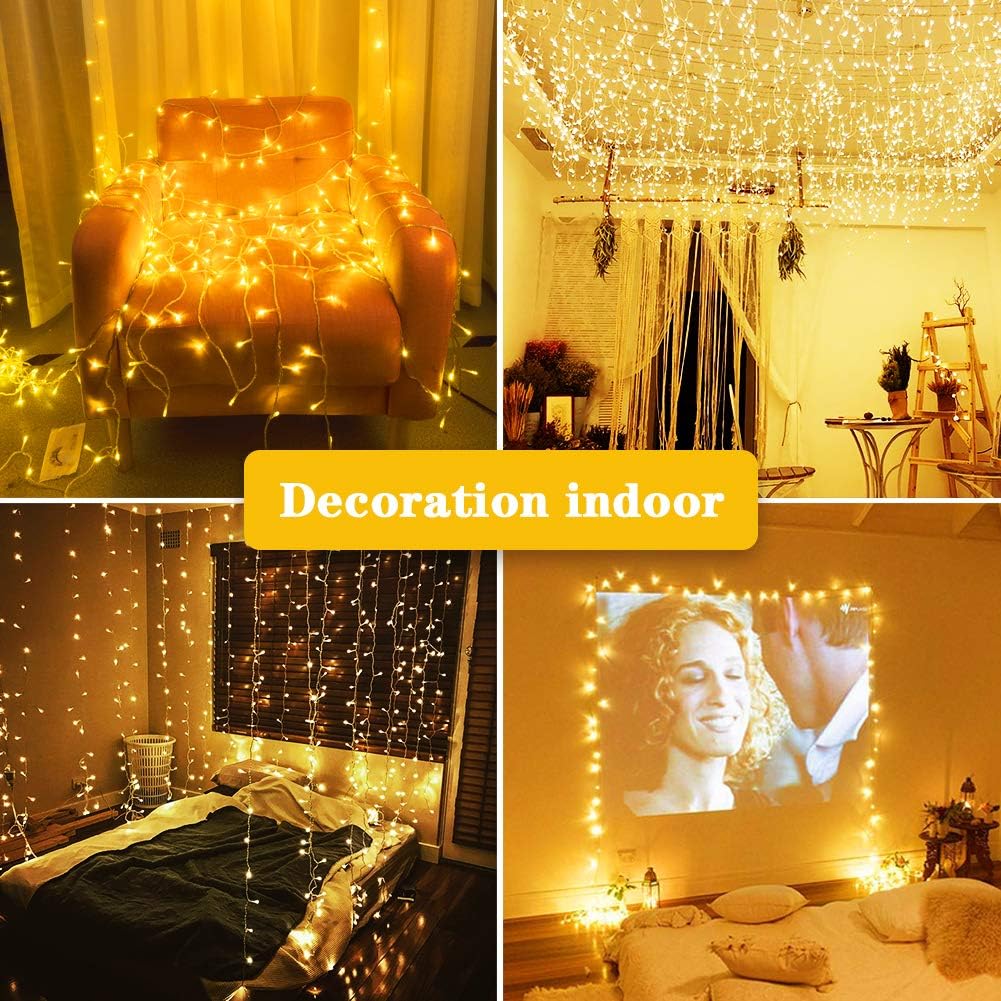 100M 1000 LED Guirlande Lumineuse Carnaval Mariage Extérieur Jardin Intérieur Éclairage（Jaune） - 4