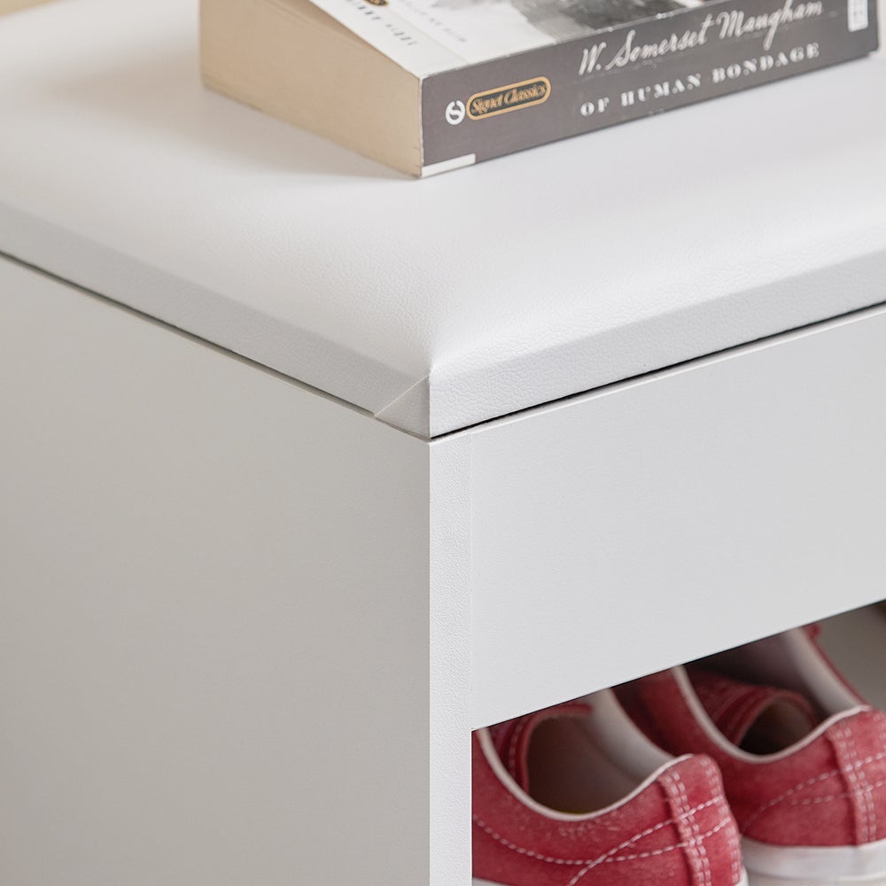 SoBuy Banc à chaussures avec Coussin , 2 étages, Blanc, FSR25-W - 5