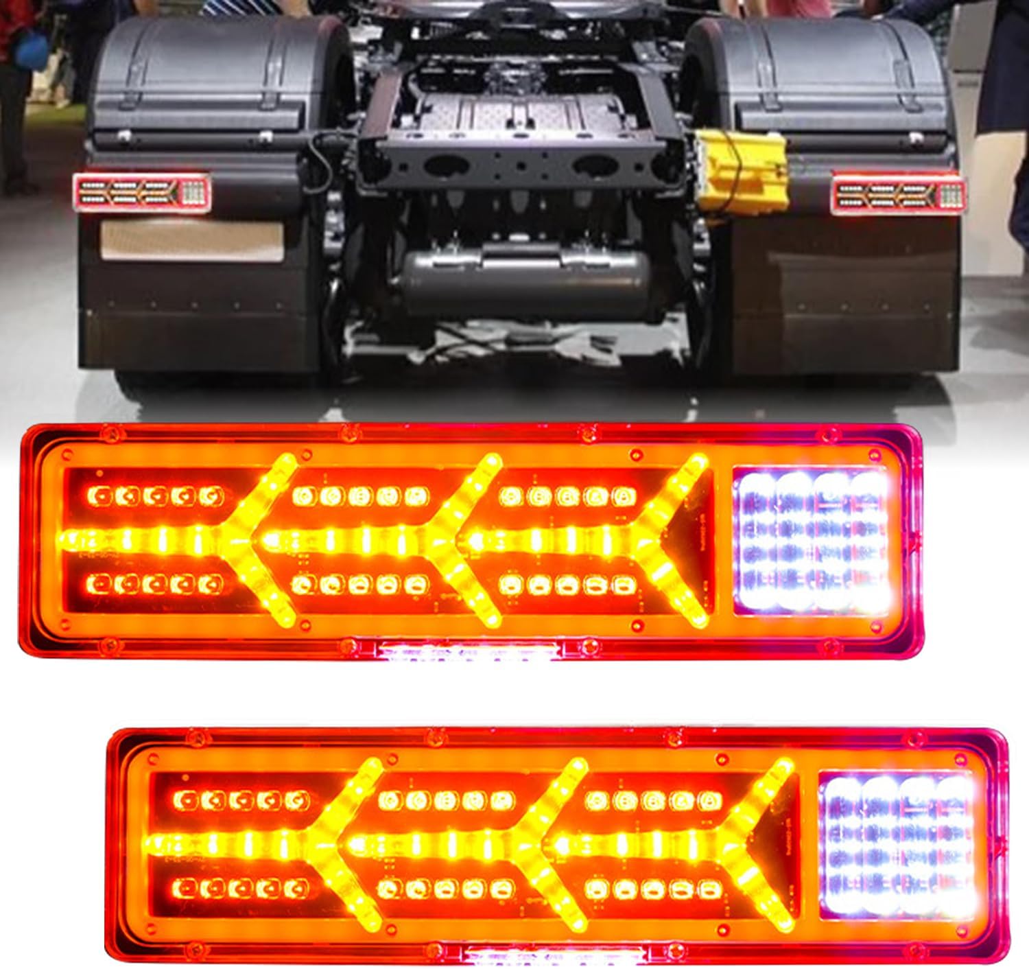 Lot 2 Feux De Remorque LED 12V Étanche – Feux Arrière Mult Fonction + Réflecteur – Homologué E-Mark – Pour Camion, Tracteur, Remorque Agricole