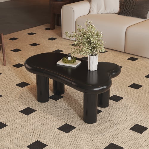 Table basse noire en forme de nuage, en MDF, avec éclairage LED 16 couleurs et tiroir – Table de salon moderne avec espace de rangement - 6