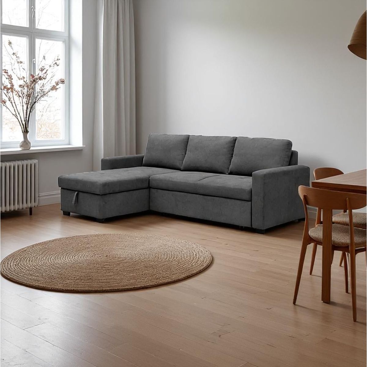 Sofá cama chaiselongue paton 3 plazas con arcón marengo 93x229x153 cm