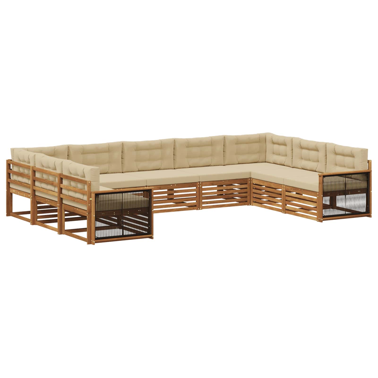 Ensemble de canapés d'extérieur, 9 pièces, naturel et beige, pour la terrasse - 2