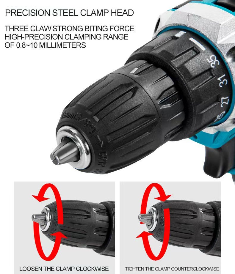 Perceuse-visseuse électrique au lithium 21 V, perceuse-visseuse haute vitesse 1&nbsp;350 tr/min, perceuse-visseuse domestique avec foret, deux batteries - 9