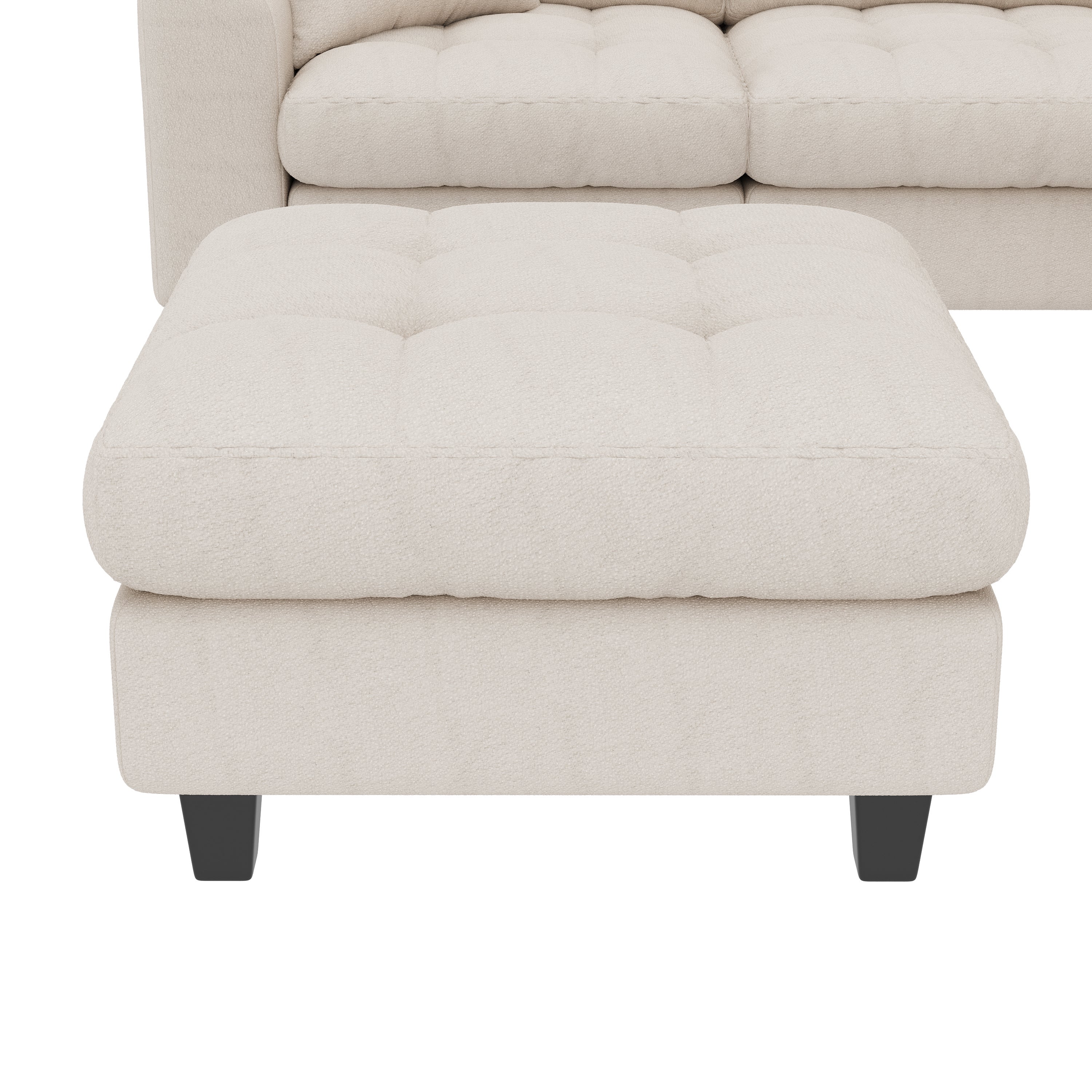 Canapé d'Angle XXL Modulaire en U, 6 Places en Chenille avec Accoudoirs Bibliothèque, Pouf Amovible, Porte-Gobelets et Ports USB/USB-C Intégrés, Beige - 8