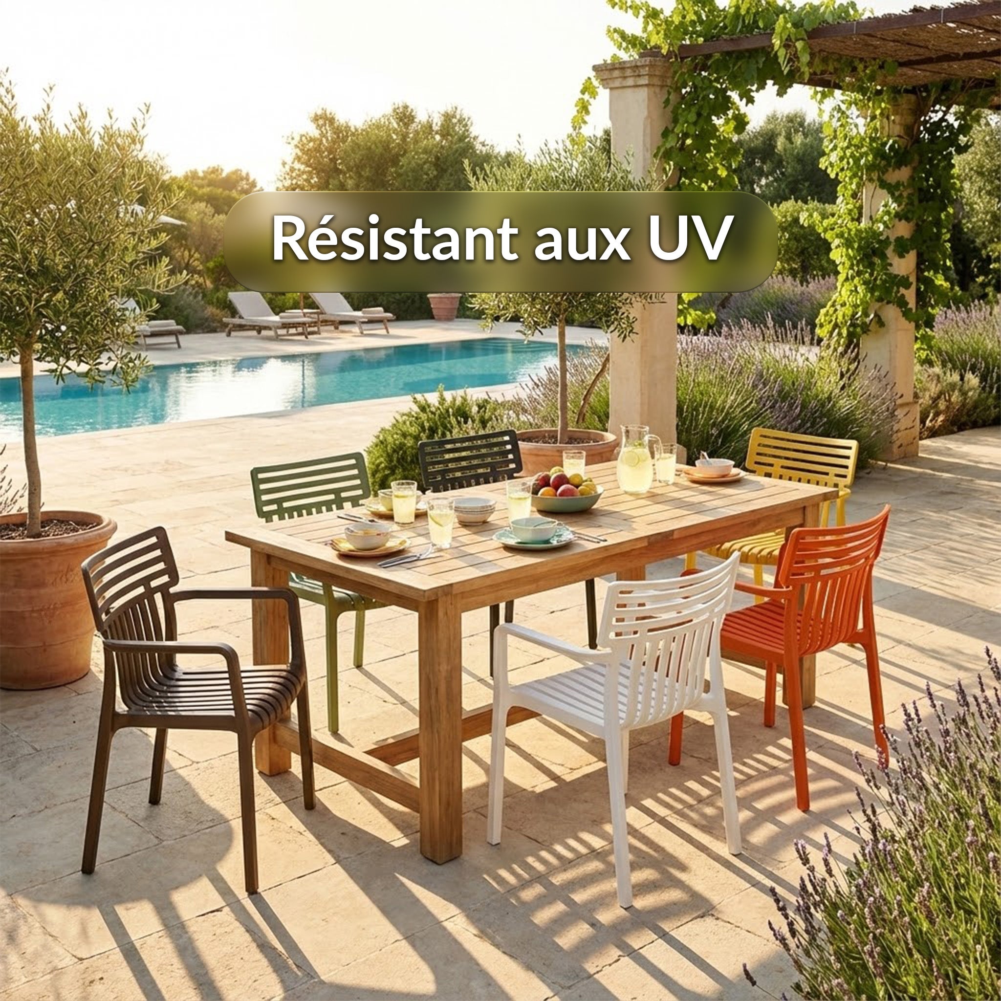 Chaise de jardin Sitwell design, résistante aux intempéries, Anthracite - 5