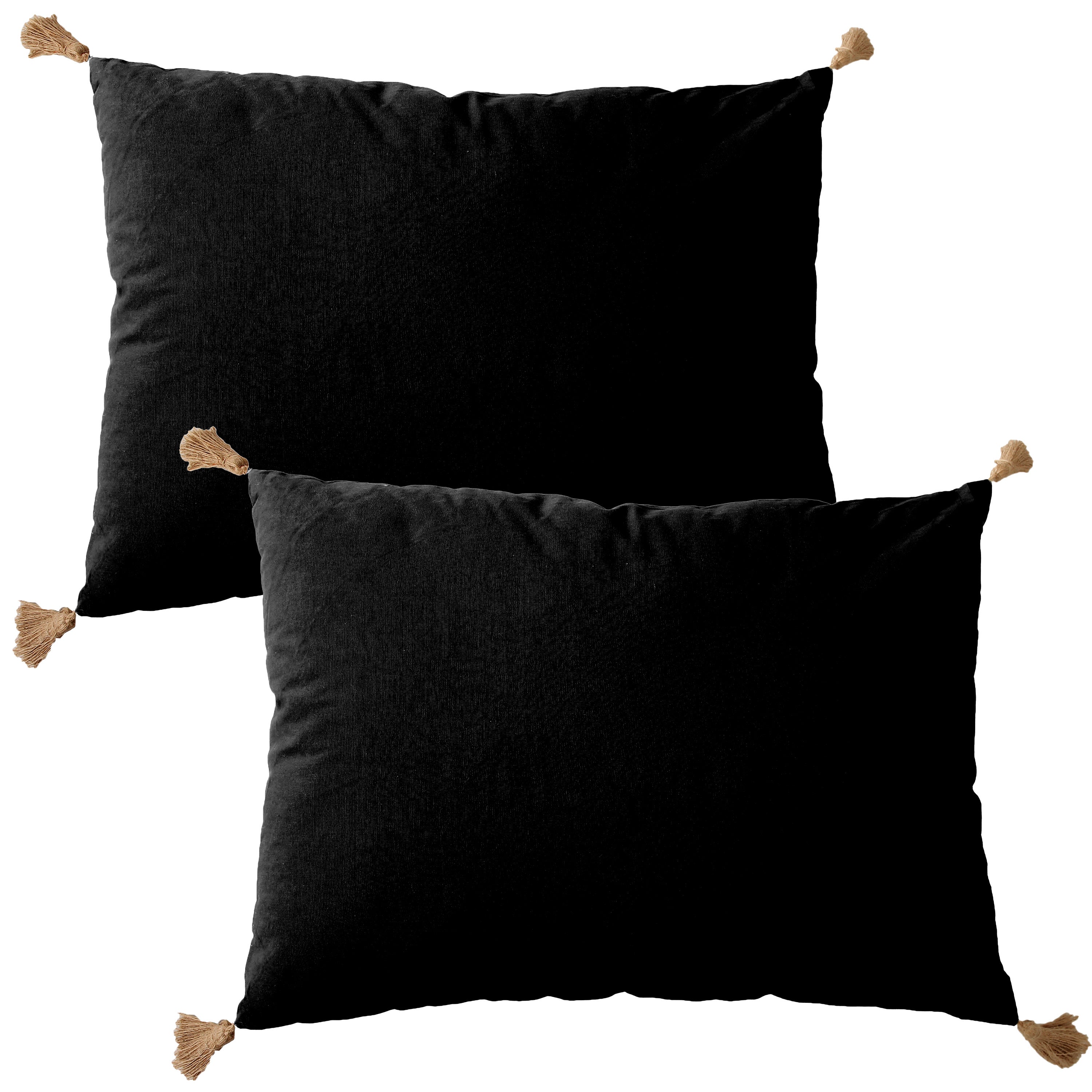 Lot De 2 Housses De Coussin Bohème Beige - Style Ethnique Et Scandinave - 40x40 Cm