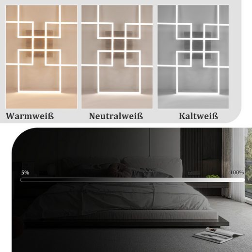 ZMH Srebrna prostokątna lampa sufitowa LED 72 cm 48 W do salonu i sypialni - 5