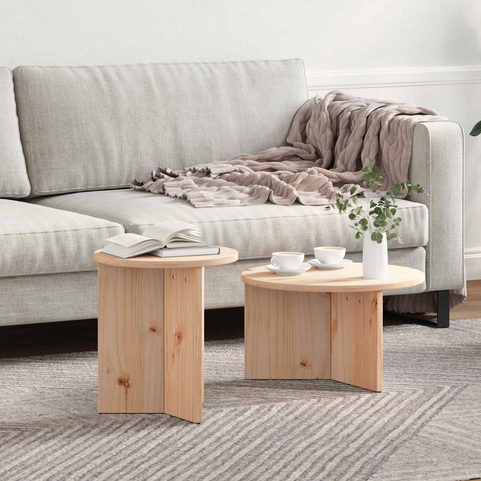 Stolik kawowy 2 pcs Naturalny Lite drewno sosnowe vidaXL