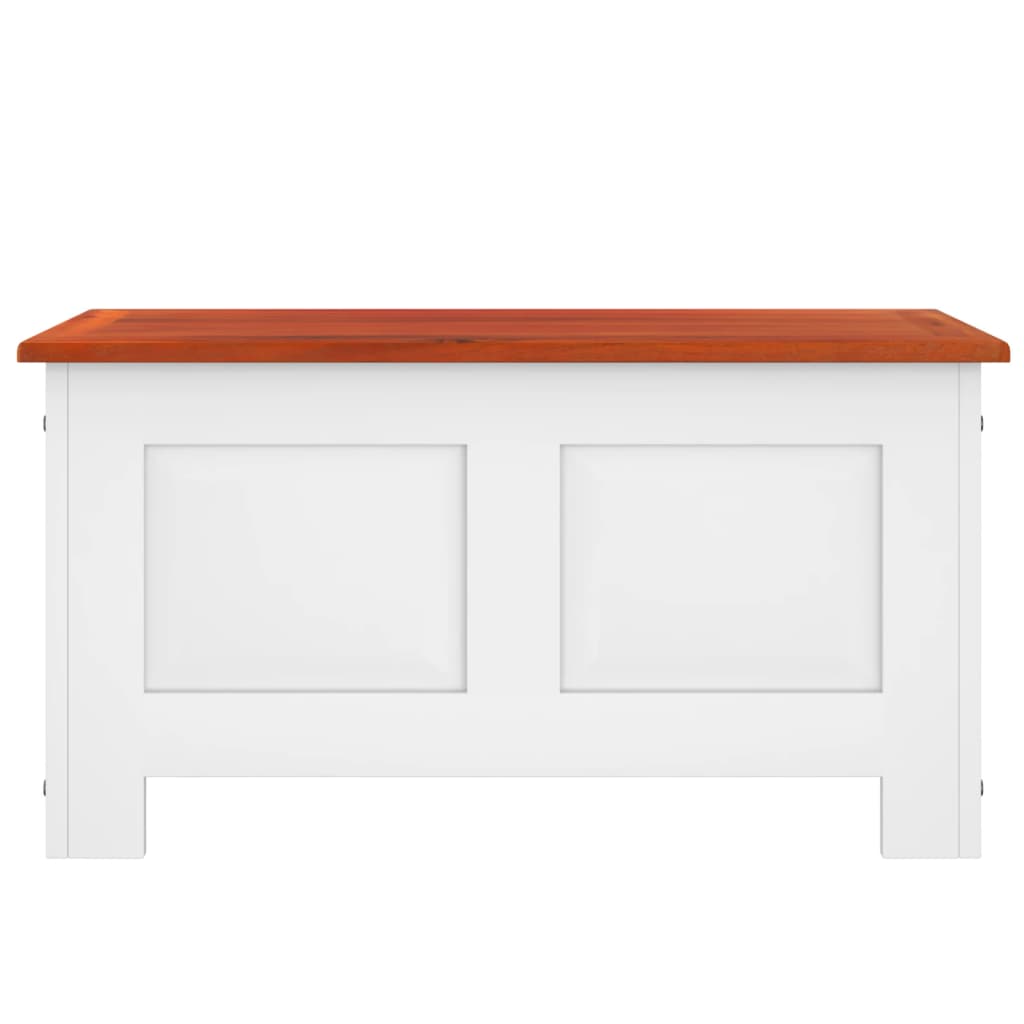 Coffre de rangement avec couvercle, bois d'acacia marron et blanc - 4