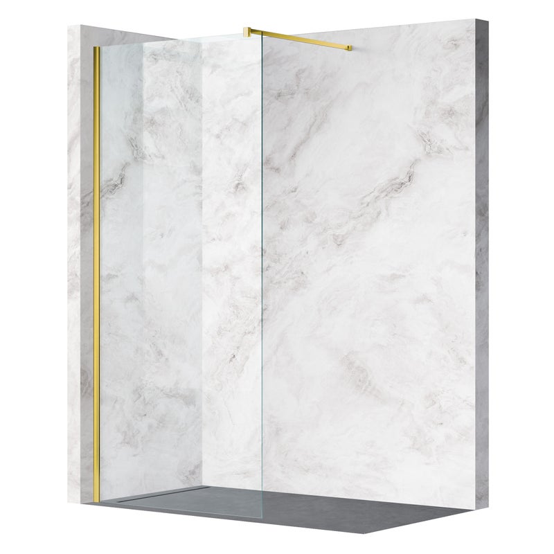 BALNEO Ścianka prysznicowa Walk-in Beira 100 x 200 cm transparentna szkło hartowane 8 mm złota