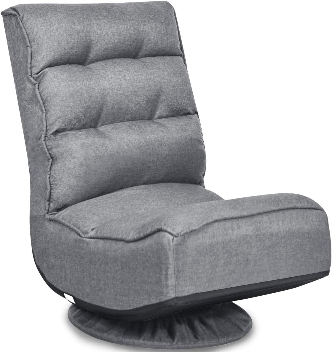 Silla de suelo con respaldo ajustable en 5 posiciones silla de relax meditación con base giratorio 360 ° para hogar tv (gris)