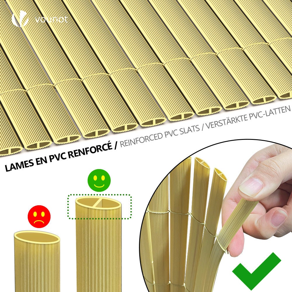 Canisse PVC brise vue ultra renforce avec attaches de fixation 80x500cm beige VOUNOT® - 2